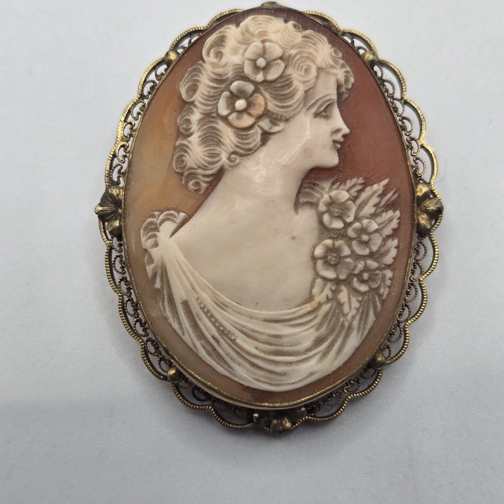 Vintage Cameo Brooch with Gold Filled Accents - Picture 4 of 5